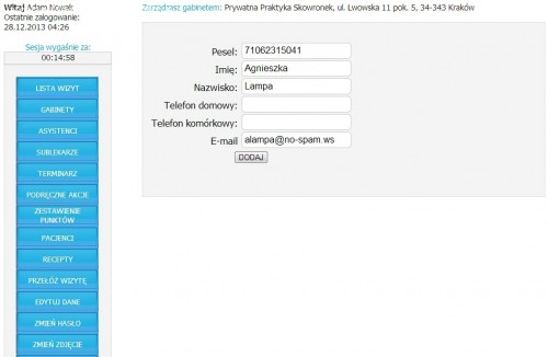 doctor dodawanieasystenta